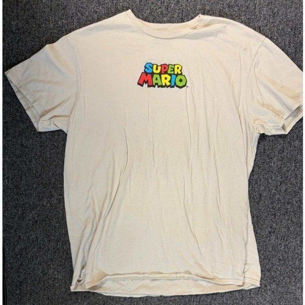 Nintendo Super Mario Bros Men's Large Tan Graphic T-Shirt Yoshi Luigi‎ Toa
